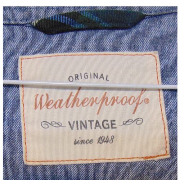 Weatherproof Vintage Flannel Shirt Mens Large Blue Plaid Button Down Long Sleeve - Picture 7 of 9